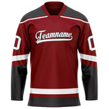 Custom Maroon Black Solid Colour Hockey Jersey