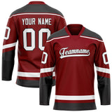 Custom Maroon Black Solid Colour Hockey Jersey