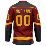 Custom Maroon Gold Solid Colour Hockey Jersey