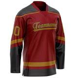 Custom Maroon Old Gold Solid Colour Hockey Jersey