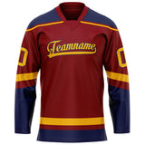 Custom Maroon Navy Solid Colour Hockey Jersey