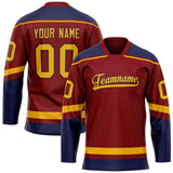 Custom Maroon Navy Solid Colour Hockey Jersey