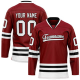 Custom Maroon White Solid Colour Hockey Jersey