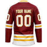 Custom Maroon Gold Solid Colour Hockey Jersey