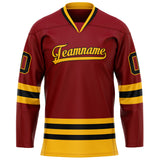 Custom Maroon Black Solid Colour Hockey Jersey