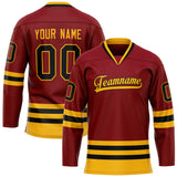 Custom Maroon Black Solid Colour Hockey Jersey