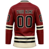 Custom Maroon Cream Solid Colour Hockey Jersey