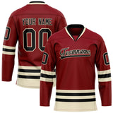 Custom Maroon Cream Solid Colour Hockey Jersey