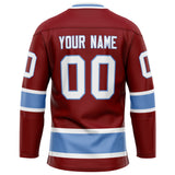 Custom Maroon Light Blue Solid Colour Hockey Jersey