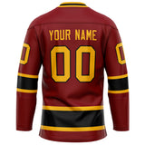 Custom Maroon Gold Solid Colour Hockey Jersey