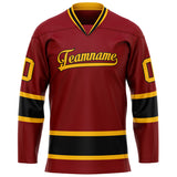 Custom Maroon Gold Solid Colour Hockey Jersey