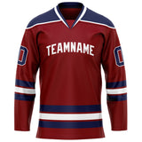 Custom Maroon Navy Solid Colour Hockey Jersey