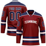 Custom Maroon Navy Solid Colour Hockey Jersey