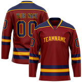 Custom Maroon Navy Solid Colour Hockey Jersey