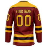 Custom Maroon Gold Solid Colour Hockey Jersey