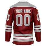 Custom Maroon Gray Solid Colour Hockey Jersey