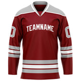 Custom Maroon Gray Solid Colour Hockey Jersey