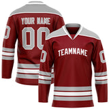 Custom Maroon Gray Solid Colour Hockey Jersey