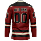 Custom Maroon Black Solid Colour Hockey Jersey