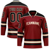 Custom Maroon Black Solid Colour Hockey Jersey