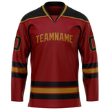 Custom Maroon Black Solid Colour Hockey Jersey