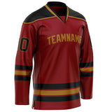 Custom Maroon Black Solid Colour Hockey Jersey