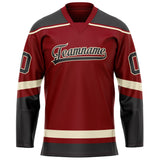 Custom Maroon Black Solid Colour Hockey Jersey