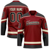 Custom Maroon Black Solid Colour Hockey Jersey