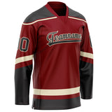 Custom Maroon Black Solid Colour Hockey Jersey