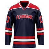 Custom Navy Red Solid Colour Hockey Jersey