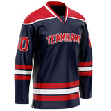 Custom Navy Red Solid Colour Hockey Jersey