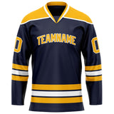 Custom Navy Gold Solid Colour Hockey Jersey