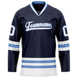 Custom Navy White Solid Colour Hockey Jersey