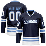 Custom Navy White Solid Colour Hockey Jersey