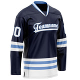 Custom Navy White Solid Colour Hockey Jersey