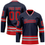 Custom Navy Red Solid Colour Hockey Jersey