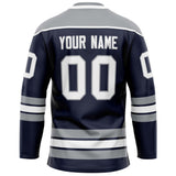 Custom Navy Gray Solid Colour Hockey Jersey