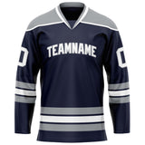 Custom Navy Gray Solid Colour Hockey Jersey