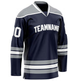 Custom Navy Gray Solid Colour Hockey Jersey