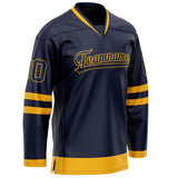 Custom Navy Gold Solid Colour Hockey Jersey