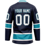 Custom Navy Teal Solid Colour Hockey Jersey