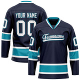 Custom Navy Teal Solid Colour Hockey Jersey