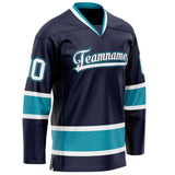 Custom Navy Teal Solid Colour Hockey Jersey