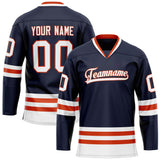 Custom Navy White Solid Colour Hockey Jersey