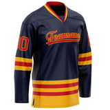 Custom Navy Red Solid Colour Hockey Jersey