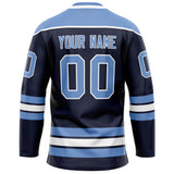 Custom Navy Light Blue Solid Colour Hockey Jersey