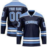 Custom Navy Light Blue Solid Colour Hockey Jersey