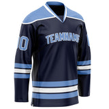 Custom Navy Light Blue Solid Colour Hockey Jersey