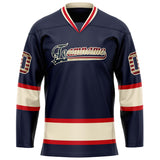 Custom Navy Cream Solid Colour Hockey Jersey