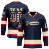 Custom Navy Cream Solid Colour Hockey Jersey